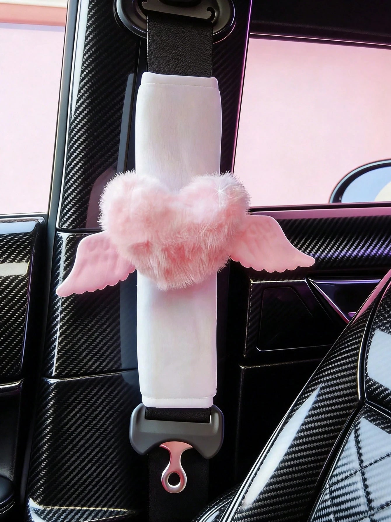 1pcs2pcs Car Seat Belt Shoulder Protection Cover With Wings Love Shoulder Protection Cover Soft And Comfortable Suitable For Valentine's Day Gift To Girlfriend