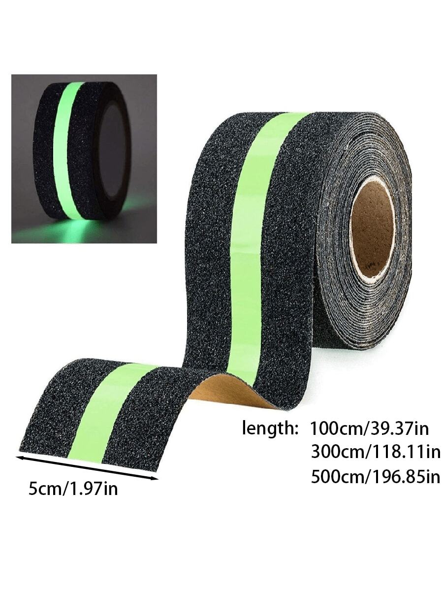1roll 1/3/5m Length PET Luminous Anti-Slip Tape, Self-Luminous Stair Tread Anti-Slip Tape, Glow-In-The-Dark Warning Tape For Home Decor And Outdoor Garden Anti-Slip Decoration