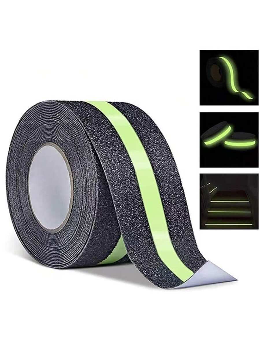 1roll 1/3/5m Length PET Luminous Anti-Slip Tape, Self-Luminous Stair Tread Anti-Slip Tape, Glow-In-The-Dark Warning Tape For Home Decor And Outdoor Garden Anti-Slip Decoration