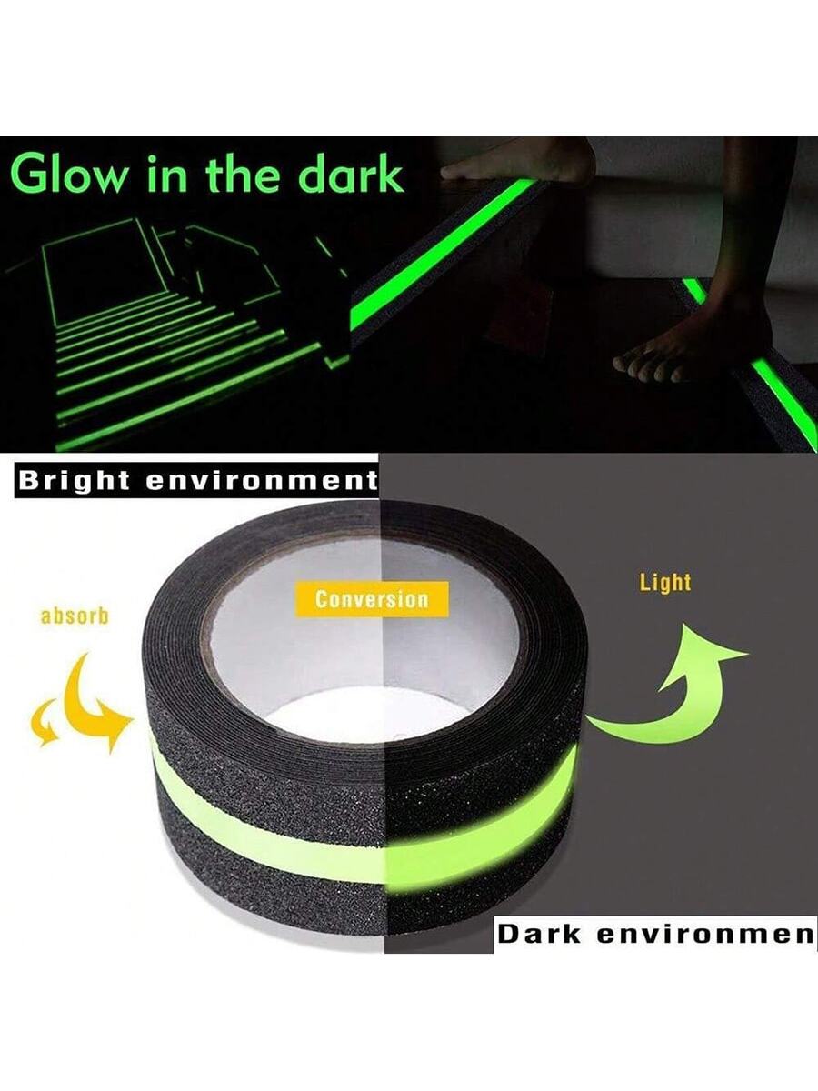 1roll 1/3/5m Length PET Luminous Anti-Slip Tape, Self-Luminous Stair Tread Anti-Slip Tape, Glow-In-The-Dark Warning Tape For Home Decor And Outdoor Garden Anti-Slip Decoration