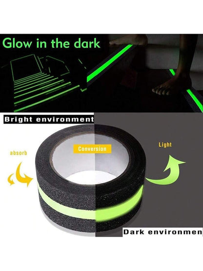 1roll 1/3/5m Length PET Luminous Anti-Slip Tape, Self-Luminous Stair Tread Anti-Slip Tape, Glow-In-The-Dark Warning Tape For Home Decor And Outdoor Garden Anti-Slip Decoration