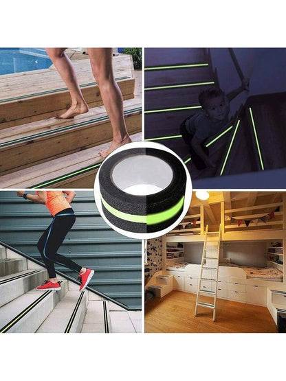 1roll 1/3/5m Length PET Luminous Anti-Slip Tape, Self-Luminous Stair Tread Anti-Slip Tape, Glow-In-The-Dark Warning Tape For Home Decor And Outdoor Garden Anti-Slip Decoration