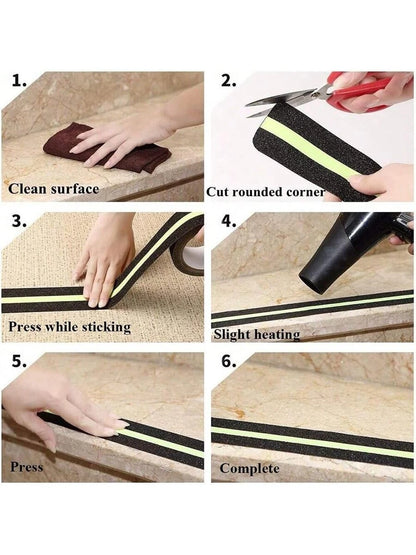 1roll 1/3/5m Length PET Luminous Anti-Slip Tape, Self-Luminous Stair Tread Anti-Slip Tape, Glow-In-The-Dark Warning Tape For Home Decor And Outdoor Garden Anti-Slip Decoration