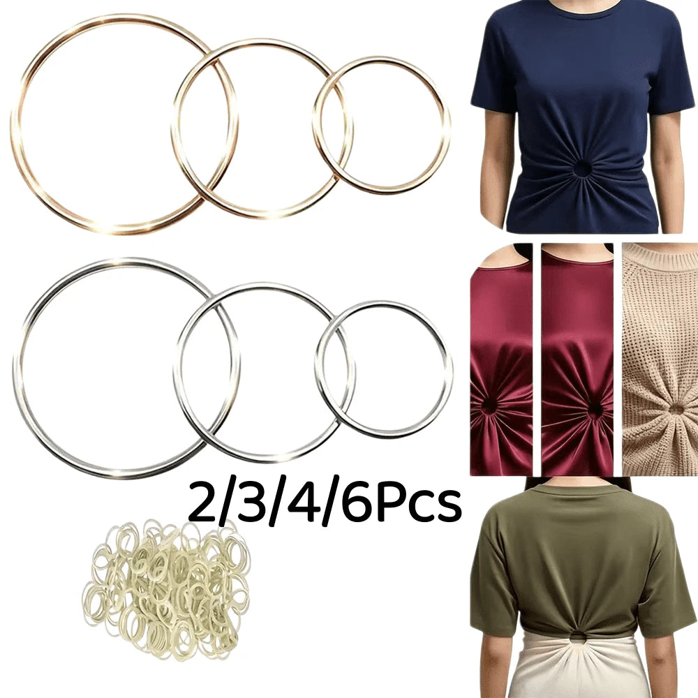2/3/4/6Pcs Invisible Clothing Accessories Rubber Band Set, Shirt Skirt Waist Clip Back Tightening Metal Ring Short Sleeve T-Shirt Skirt Suit Waist Buckle Back Clip Ring