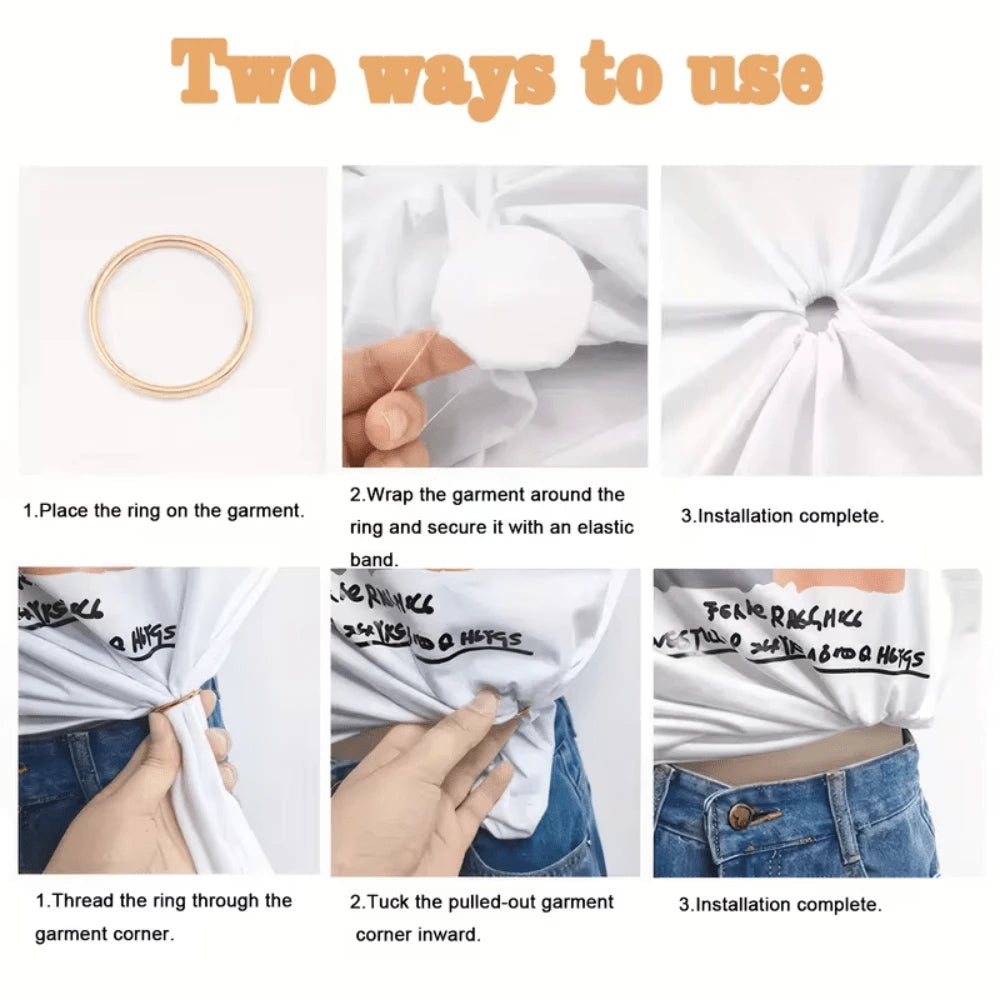 2/3/4/6Pcs Invisible Clothing Accessories Rubber Band Set, Shirt Skirt Waist Clip Back Tightening Metal Ring Short Sleeve T-Shirt Skirt Suit Waist Buckle Back Clip Ring