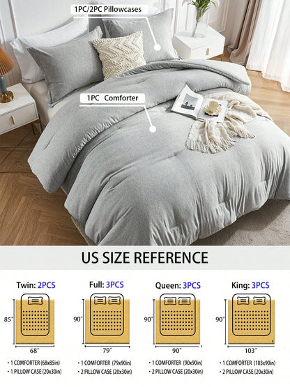 2/3-Piece Soft Luxury Bed Comforter Set Queen, Boho Cationic Dyeing Breathable Fluffy Bed Sets With 1 Comforter And 1 Or 2 Pillow Shams For All Season, Bedding Set, Room Decor, Bedroom Decor, Ideal