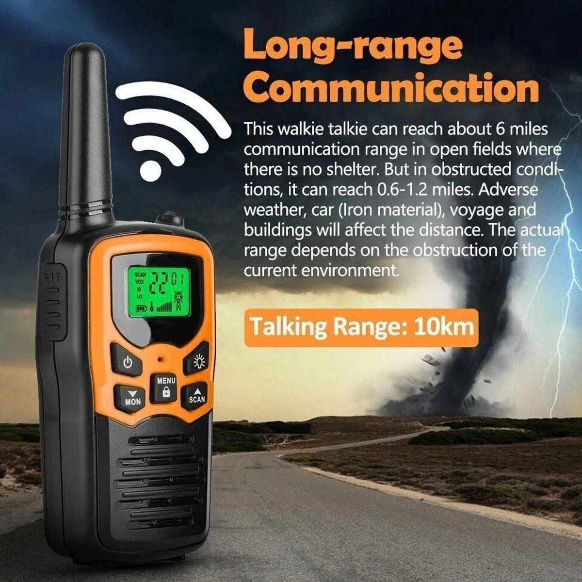 2/4 Pack Walkie Talkies With 22 FRS Channels Walkie Talkies For Adults With LED Flashlight VOX Scan LCD Display, Long Range Family Radios For Hiking Camping Trip (Orange)