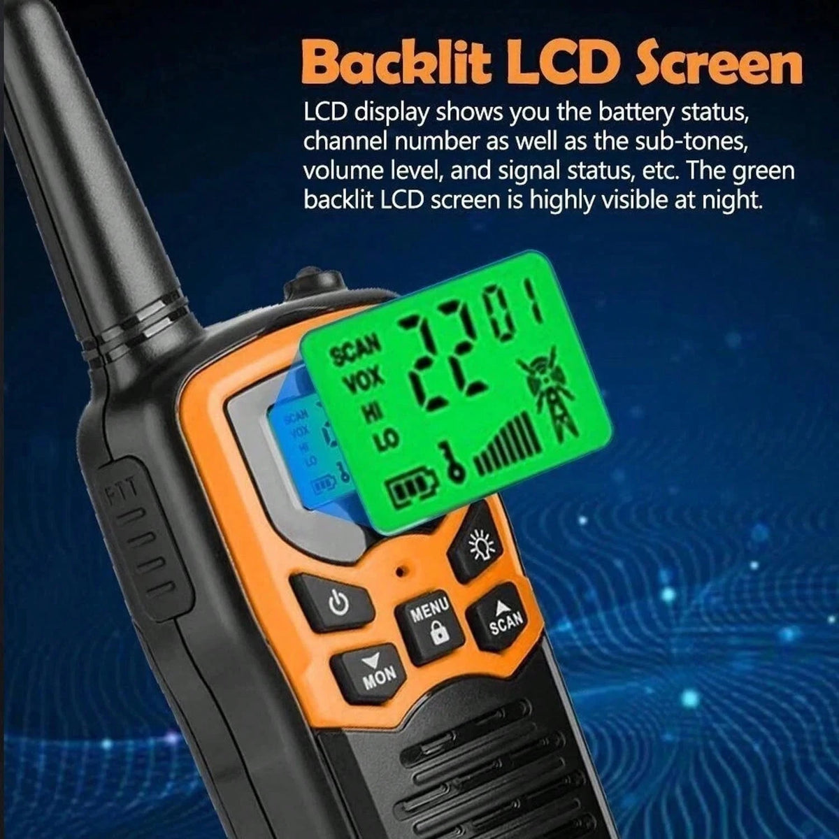 2/4 Pack Walkie Talkies With 22 FRS Channels Walkie Talkies For Adults With LED Flashlight VOX Scan LCD Display, Long Range Family Radios For Hiking Camping Trip (Orange)