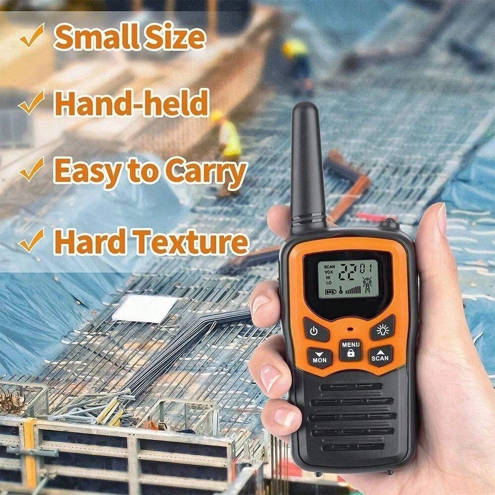 2/4 Pack Walkie Talkies With 22 FRS Channels Walkie Talkies For Adults With LED Flashlight VOX Scan LCD Display, Long Range Family Radios For Hiking Camping Trip (Orange)