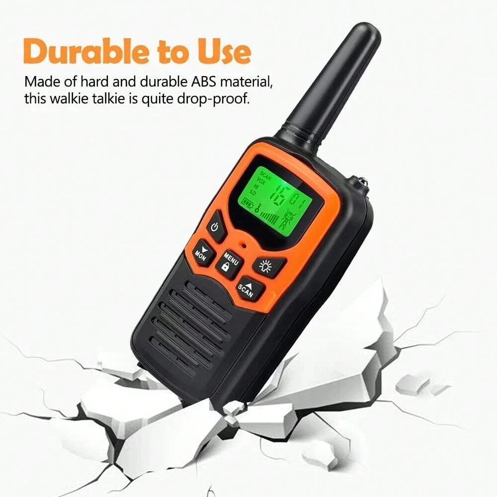 2/4 Pack Walkie Talkies With 22 FRS Channels Walkie Talkies For Adults With LED Flashlight VOX Scan LCD Display, Long Range Family Radios For Hiking Camping Trip (Orange)