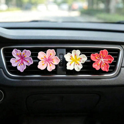 2/4pcs Cute Cherry Blossom Car Air Vent Fragrance Clip Fresh Flower Car Air Conditioner Vent Decor Ornament Car Interior Fragrance Accessory (Includes PE Solid Fragrance Pad)