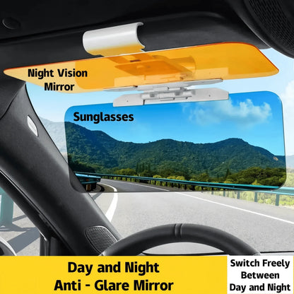 2-In-1 Day & Night Universal Car Sun Visor, Anti-Glare, UV Protection, Dual-Use, Reduces Glare & Brightness, ABS Material, Universal Fit, Suitable For Most Car Models