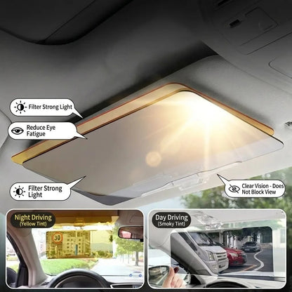 2-In-1 Day & Night Universal Car Sun Visor, Anti-Glare, UV Protection, Dual-Use, Reduces Glare & Brightness, ABS Material, Universal Fit, Suitable For Most Car Models