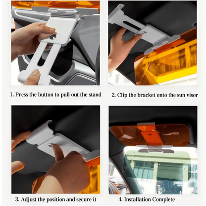 2-In-1 Day & Night Universal Car Sun Visor, Anti-Glare, UV Protection, Dual-Use, Reduces Glare & Brightness, ABS Material, Universal Fit, Suitable For Most Car Models