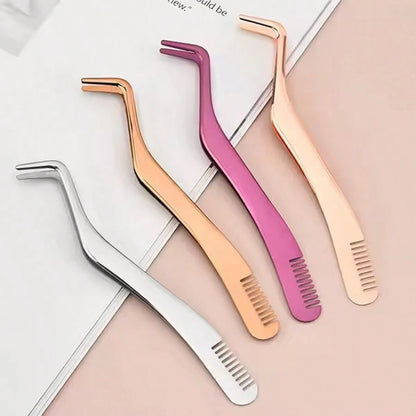 2-In-1 Multi-Purpose Eyelash Comb & Tweezers, Colorful Eyelash Curler, Creative DIY Eyebrow Brush, Stainless Steel Eyelash Extension Tweezers With Comb, Fashion New Design