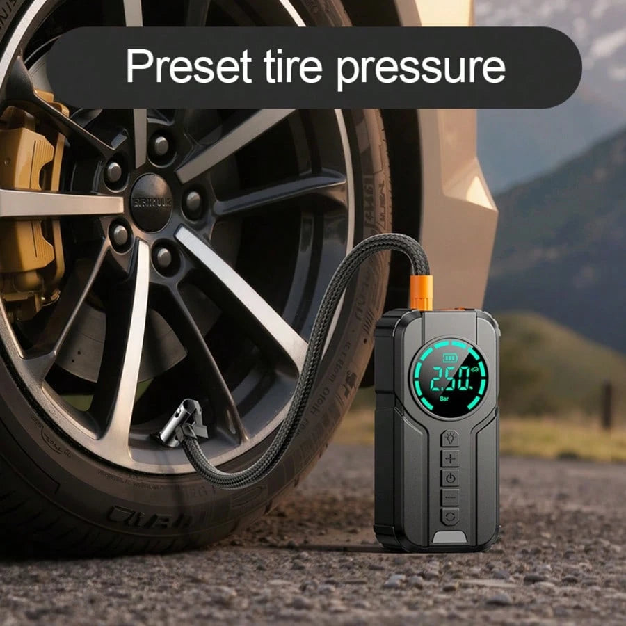 2-In-1 Portable Car Jump Starter With 150PSI Air Compressor,1000A Peak 6000mAh 12V Car Battery Booster Tire Inflator,LED Light USB Power Bank Smart Safety Protection For Gas Oil-Fueled Engine Vehicle