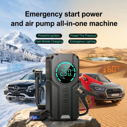2-In-1 Portable Car Jump Starter With 150PSI Air Compressor,1000A Peak 6000mAh 12V Car Battery Booster Tire Inflator,LED Light USB Power Bank Smart Safety Protection For Gas Oil-Fueled Engine Vehicle