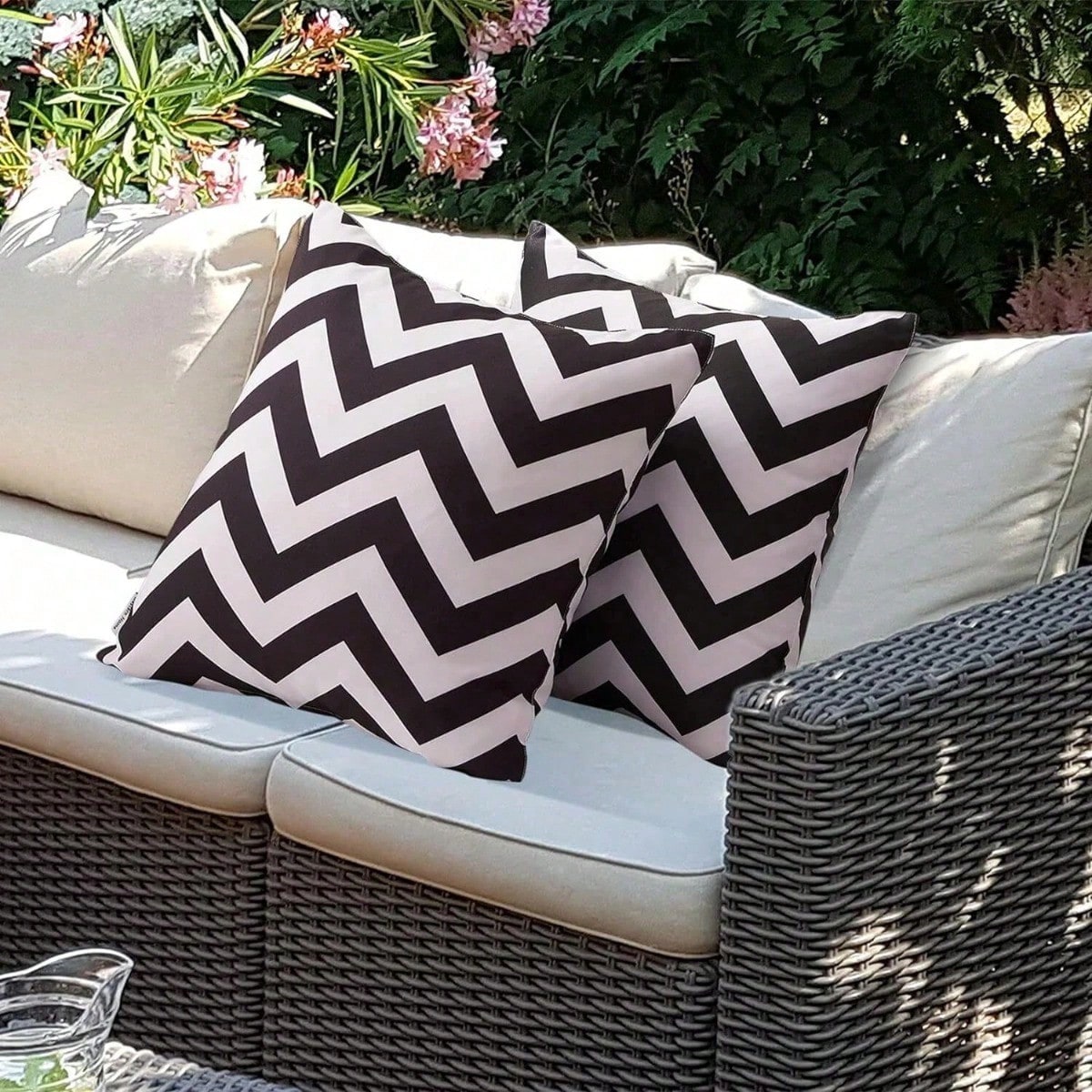 2-Pack Outdoor Waterproof Pillow Covers, Black, Suitable For Garden Balcony, Sofa Cushions 18x18 Inches