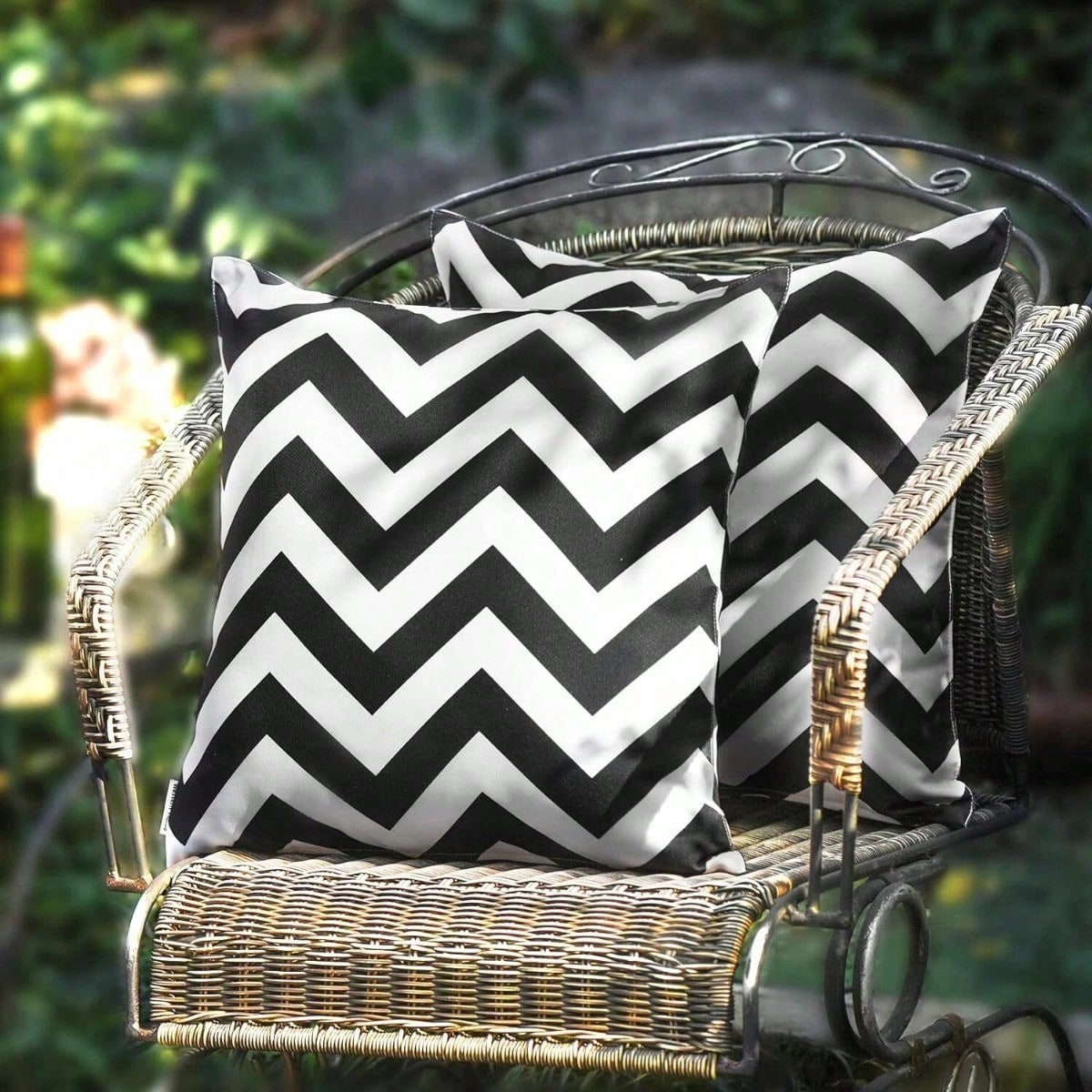 2-Pack Outdoor Waterproof Pillow Covers, Black, Suitable For Garden Balcony, Sofa Cushions 18x18 Inches
