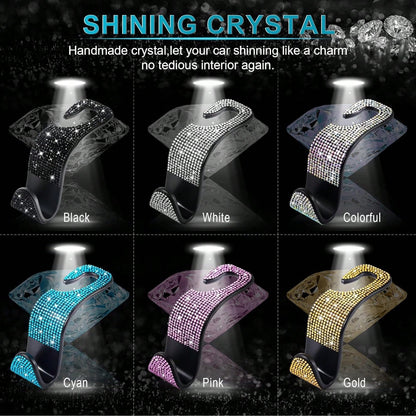 2 Pcs Car Seat Hooks Bling Crystal Headrest Hanger Hook, Auto Back Seat Hangers Rear Hook For Purse Handbag Clothes Grocery Bag Red