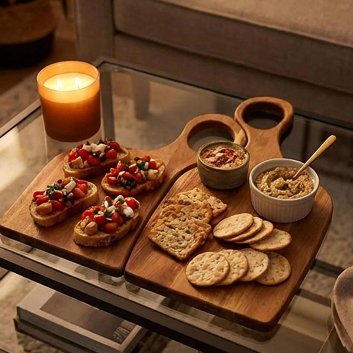 2 PCS Compact Wooden Cutting Board Set For Couples, Small Fruit & Bread Charcuterie Board, Kitchen Decor & Anniversary.
