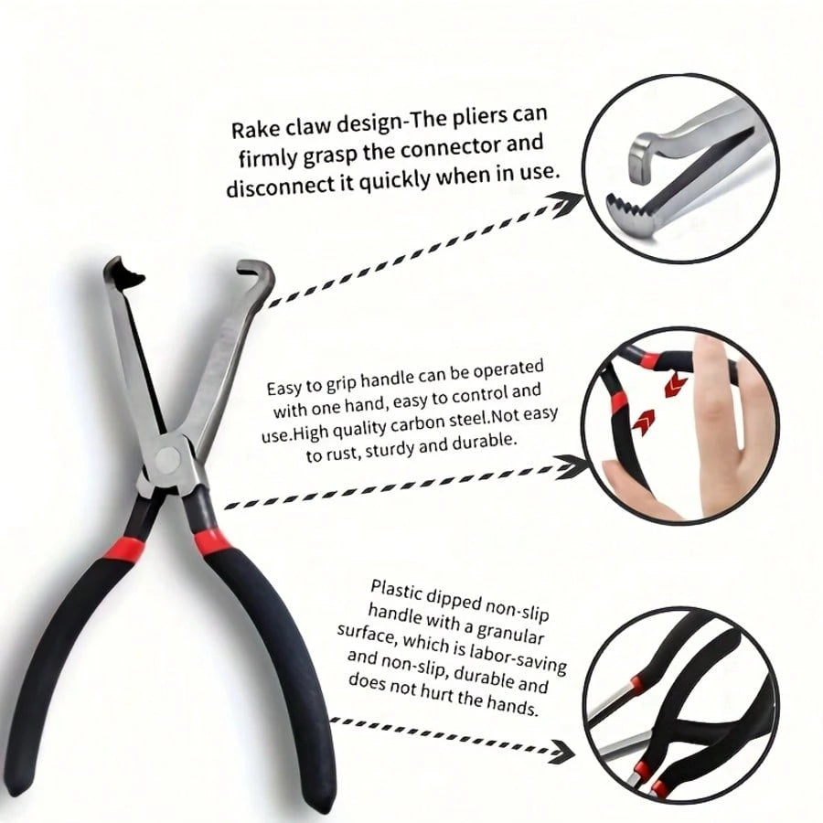 2-Piece Carbon Steel Electrical Disconnect Pliers Set, Automotive Electrical Connector Clamps, Rust-Proof Automotive Hose And Fuel Line Disconnect Tools, For Push Pin Plugs, Recommended For Use On Met