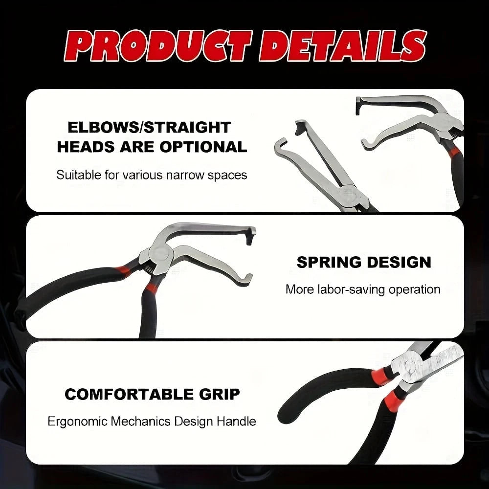 2-Piece Carbon Steel Electrical Disconnect Pliers Set, Automotive Electrical Connector Clamps, Rust-Proof Automotive Hose And Fuel Line Disconnect Tools, For Push Pin Plugs, Recommended For Use On Met