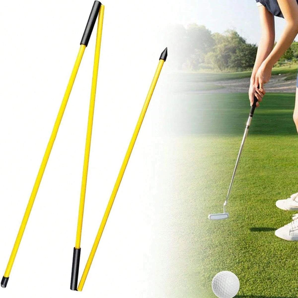 2-Piece Golf Alignment Rod And 48 Inch (Approximately 121.9 Cm) Foldable Training Rod, Lightweight Fiberglass Training Aid For Posture Alignment, Swing, And Correction, Portable Storage Tube