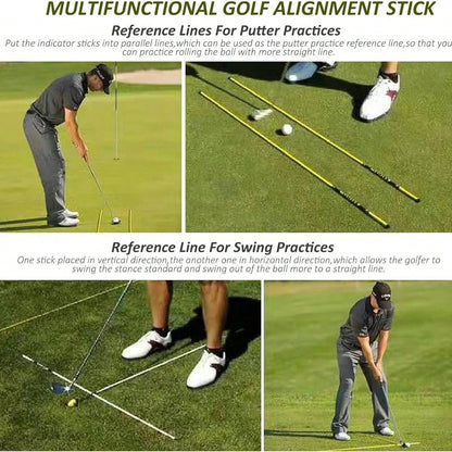 2-Piece Golf Alignment Rod And 48 Inch (Approximately 121.9 Cm) Foldable Training Rod, Lightweight Fiberglass Training Aid For Posture Alignment, Swing, And Correction, Portable Storage Tube