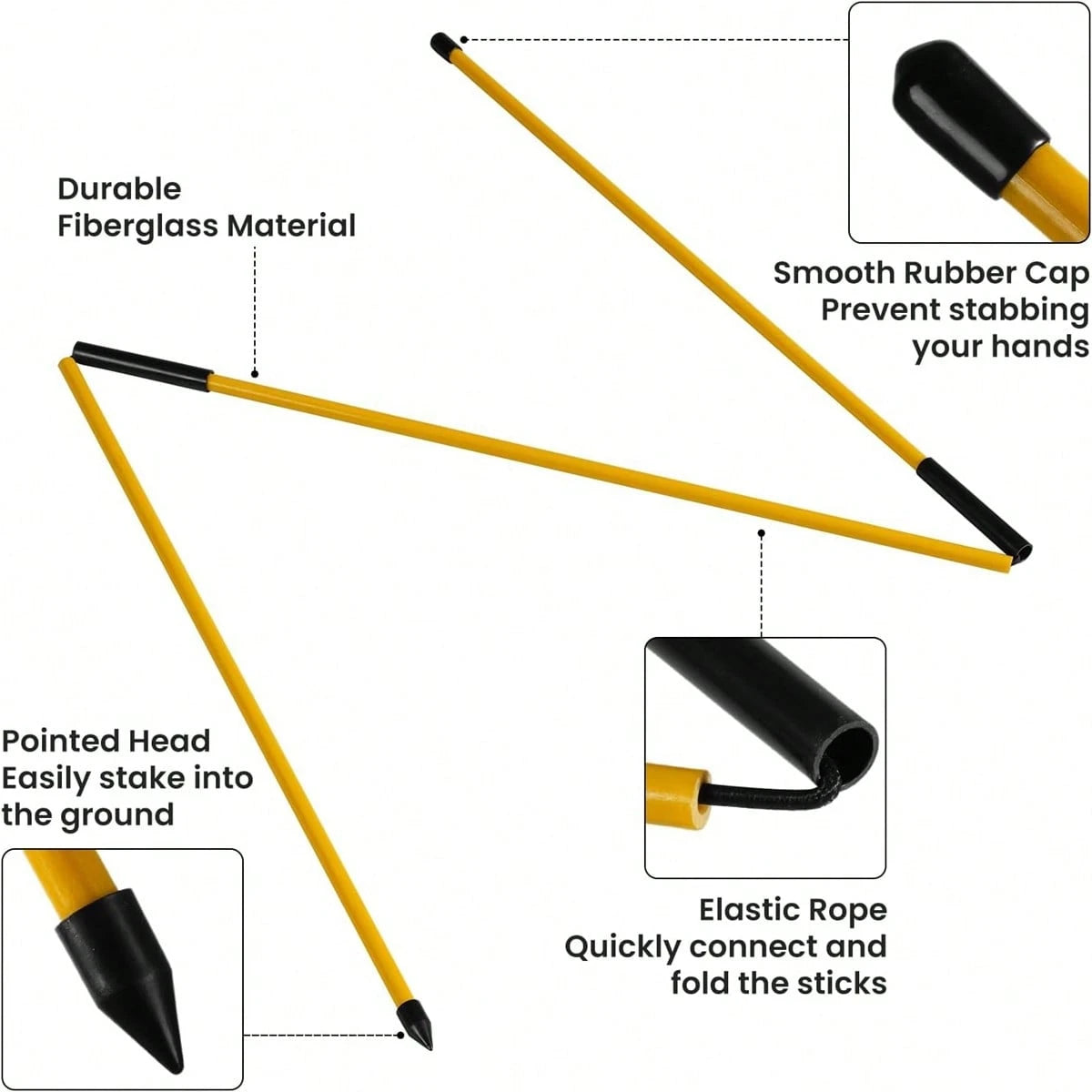 2-Piece Golf Alignment Rod And 48 Inch (Approximately 121.9 Cm) Foldable Training Rod, Lightweight Fiberglass Training Aid For Posture Alignment, Swing, And Correction, Portable Storage Tube