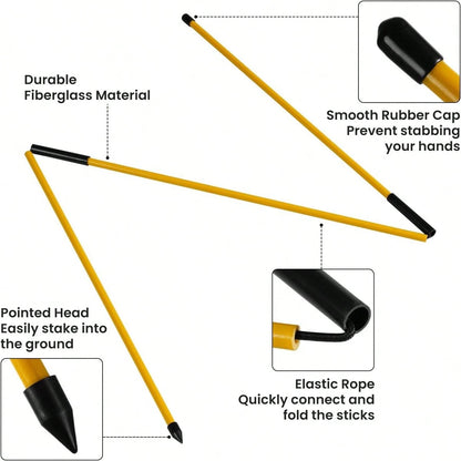 2-Piece Golf Alignment Rod And 48 Inch (Approximately 121.9 Cm) Foldable Training Rod, Lightweight Fiberglass Training Aid For Posture Alignment, Swing, And Correction, Portable Storage Tube