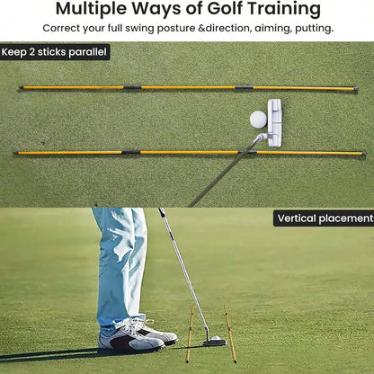 2-Piece Golf Alignment Rod And 48 Inch (Approximately 121.9 Cm) Foldable Training Rod, Lightweight Fiberglass Training Aid For Posture Alignment, Swing, And Correction, Portable Storage Tube