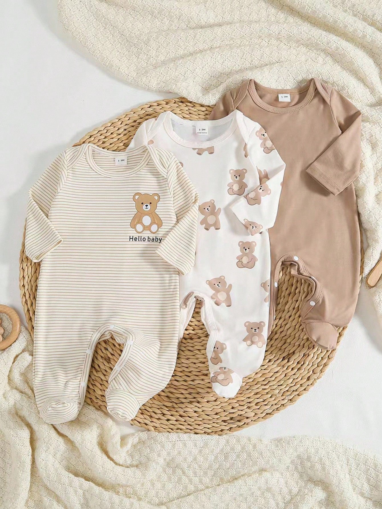 2 Pieces Newborn Knit Comfortable Soft Footed Romper With Cute Pumpkin All-Over Print, Fall Halloween Home Wear, Versatile Fashion, Best Choice