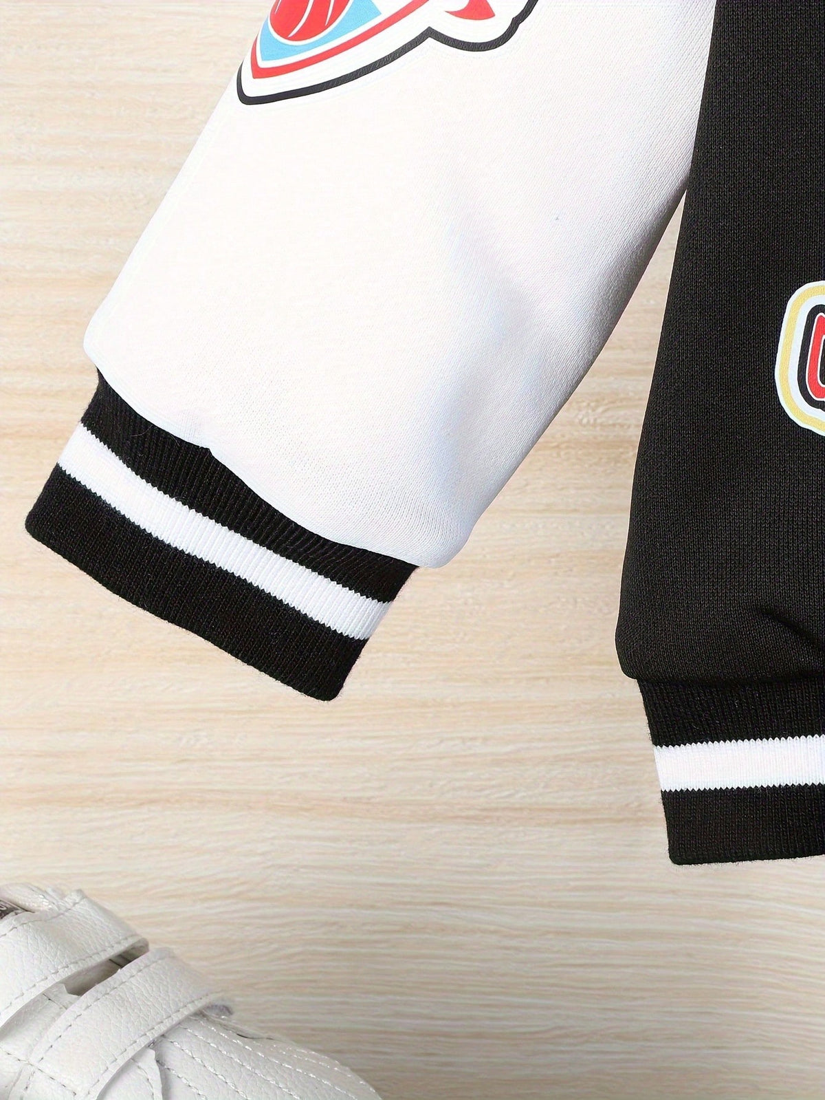 2 Pieces Of Baby Boy Hip-Hop Sports Style Basketball Digital Printed Baseball Suit Set, Jacket, Pants Set, Spring And Autumn Season