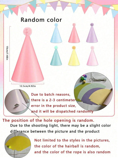 20/10/5/1 Soft Color Party Hats, Birthday Party Cone Hats, Cute Cake Cone Birthday Paper Hats, Cute Crown, Adult Party Hat Set, Bride Bachelorette Party Decoration Hats, Gold Decor Multi-Color Hats, B