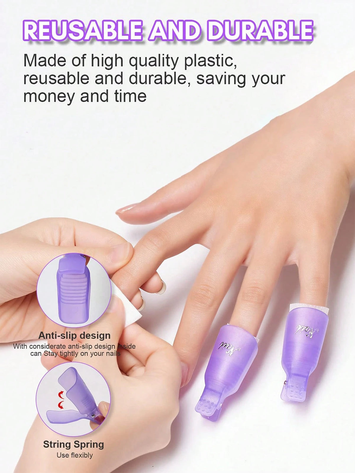 20/10/5pcs Reusable Nail Polish Remover Clips, Gel Polish Soak-Off Clips, Nail Polish Removal Tools. Nail Removal Clips, Nail Removal Caps, Nail Polish Gel Removal Finger Caps.