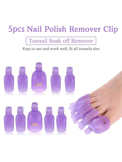 20/10/5pcs Reusable Nail Polish Remover Clips, Gel Polish Soak-Off Clips, Nail Polish Removal Tools. Nail Removal Clips, Nail Removal Caps, Nail Polish Gel Removal Finger Caps.