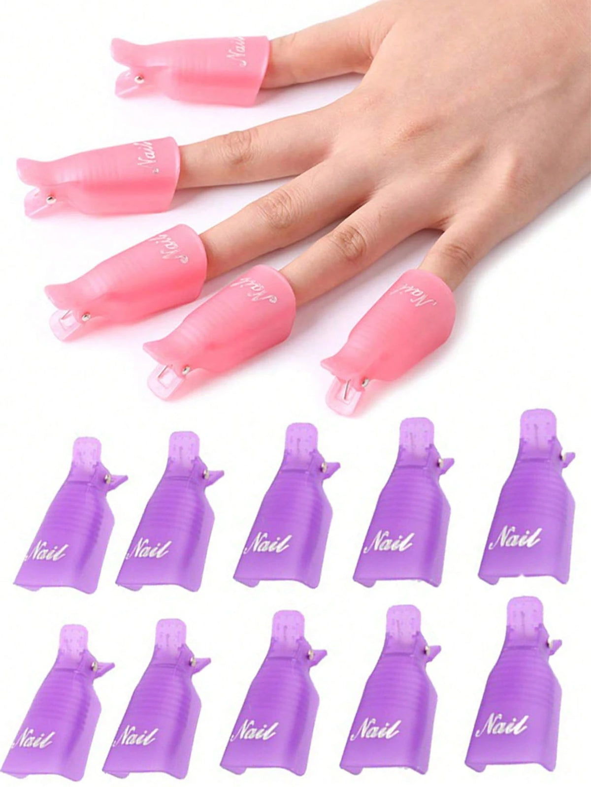 20/10/5pcs Reusable Nail Polish Remover Clips, Gel Polish Soak-Off Clips, Nail Polish Removal Tools. Nail Removal Clips, Nail Removal Caps, Nail Polish Gel Removal Finger Caps.