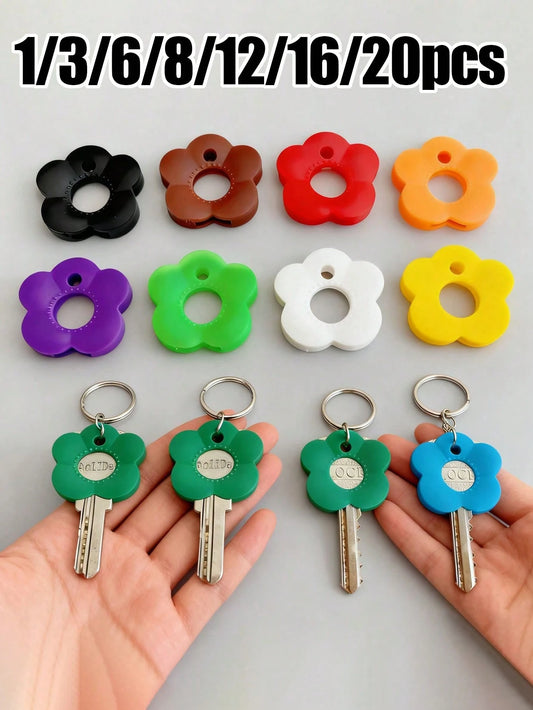 20/16/12/8/6/3/1pc Colorful Flower Keycaps (With Labels), Color-Coded Keycap Covers, Suitable For Home/Office Keyboards; Soft-Touch Keycap Covers With Identification Labels For Quick Key Identificatio