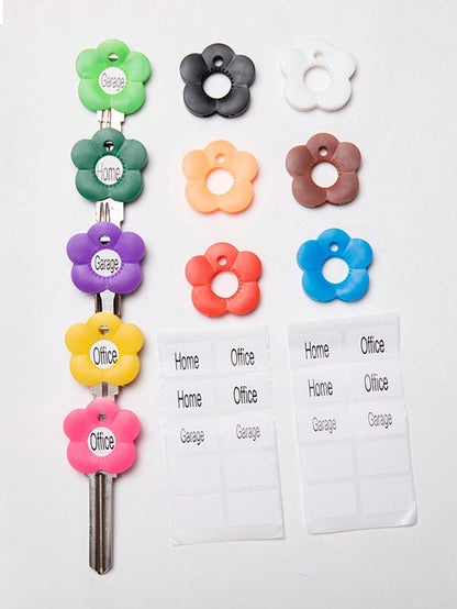 20/16/12/8/6/3/1pc Colorful Flower Keycaps (With Labels), Color-Coded Keycap Covers, Suitable For Home/Office Keyboards; Soft-Touch Keycap Covers With Identification Labels For Quick Key Identificatio