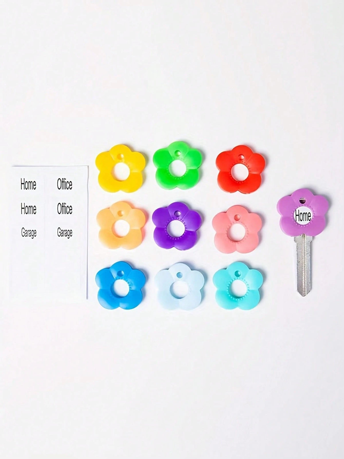 20/16/12/8/6/3/1pc Colorful Flower Keycaps (With Labels), Color-Coded Keycap Covers, Suitable For Home/Office Keyboards; Soft-Touch Keycap Covers With Identification Labels For Quick Key Identificatio