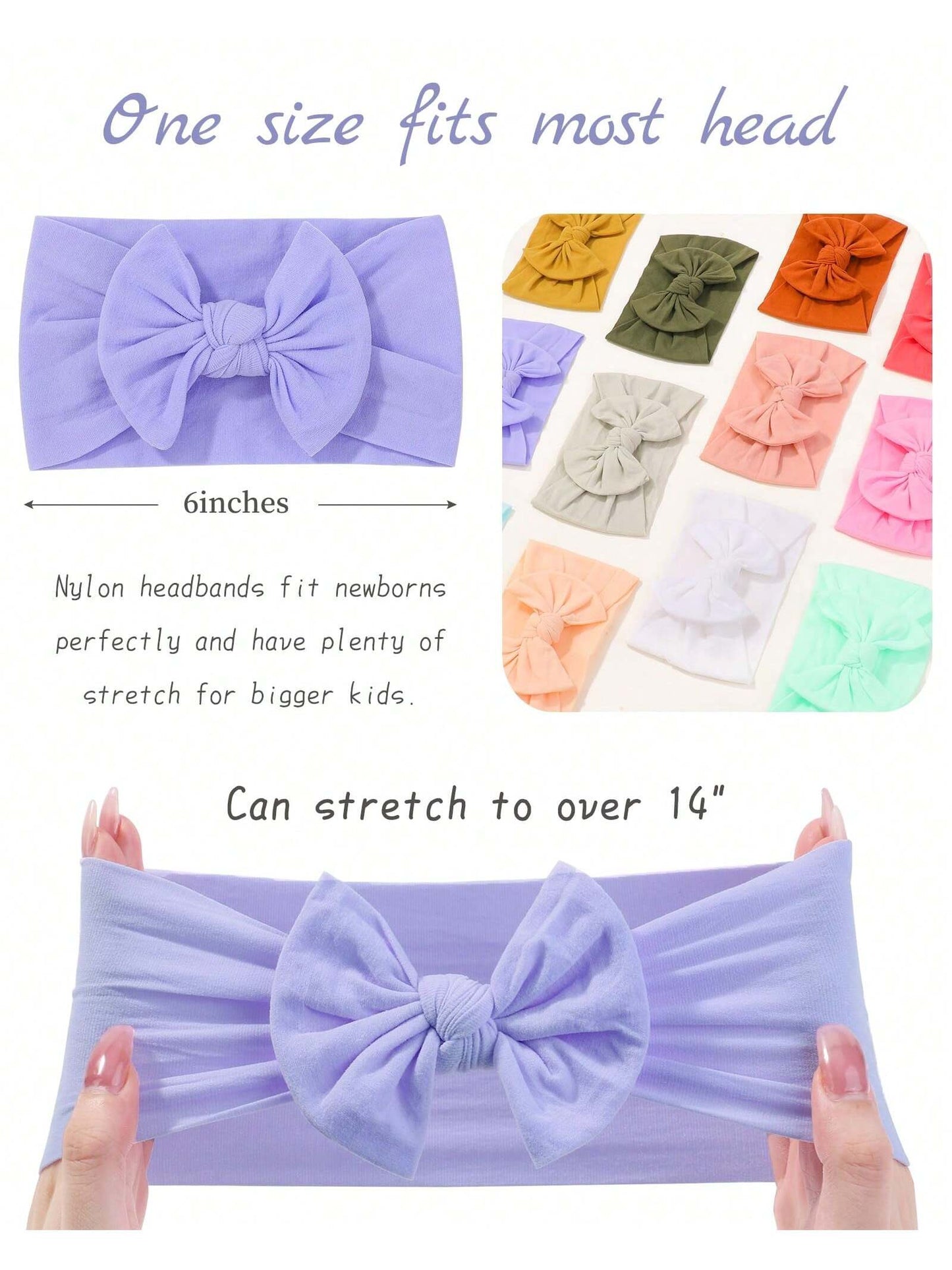 20/24 PCS Baby Hair Bow Head Wrap, Turban Knotted Knitted Headbands, Soft Silk Stretchy Hair Bands For Newborn Infant Toddlers