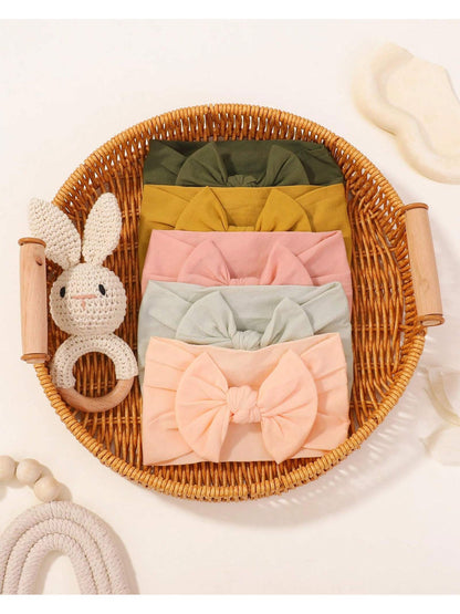 20/24 PCS Baby Hair Bow Head Wrap, Turban Knotted Knitted Headbands, Soft Silk Stretchy Hair Bands For Newborn Infant Toddlers