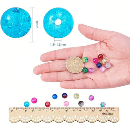 200pcs 8mm Transparent Iridescent Round Beads, Straight Hole, Suitable For Phone Straps, Bracelets, Necklaces, DIY Jewelry Crafts, Clothing Accessories, Earrings, Pendants, Bracelet Parts