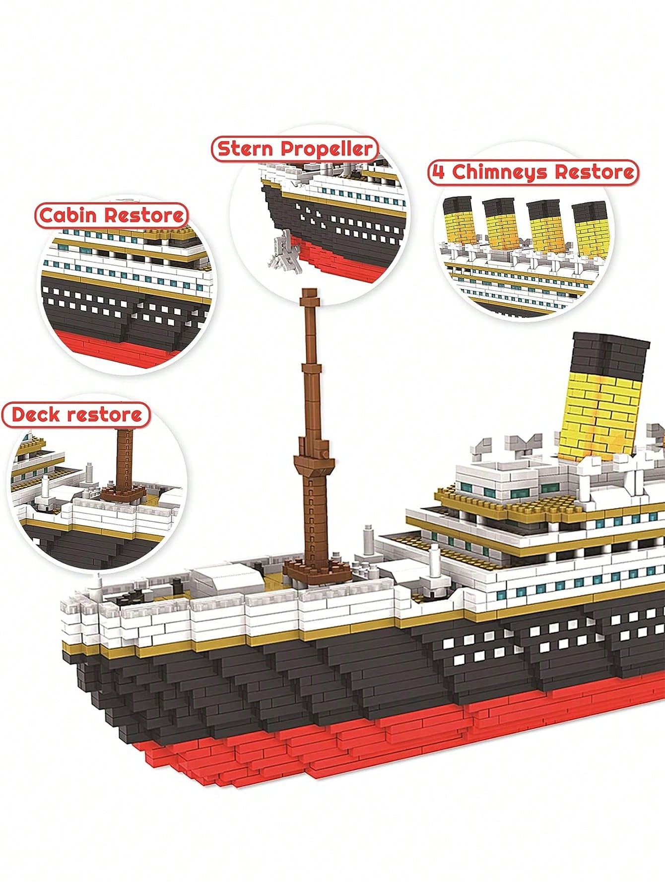 2020+ Pieces Micro Building Blocks Ship Model, High Assembly Difficulty, Collectible Ship Model, Perfect Choice For Home And Office Decoration, 3D Building Blocks Set, Home Decor Building Blocks Model