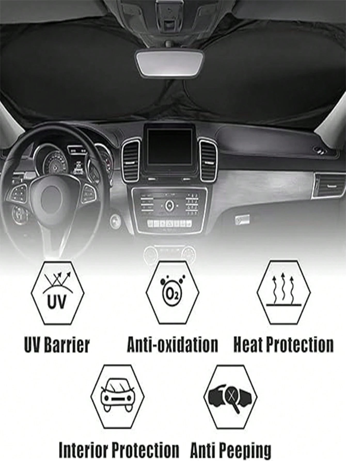 2025 Car Windshield Sun Shade, Foldable Windshield Cover, Blocks UV Rays, Keeps Vehicle Cool, Suitable For Cars & SUVs