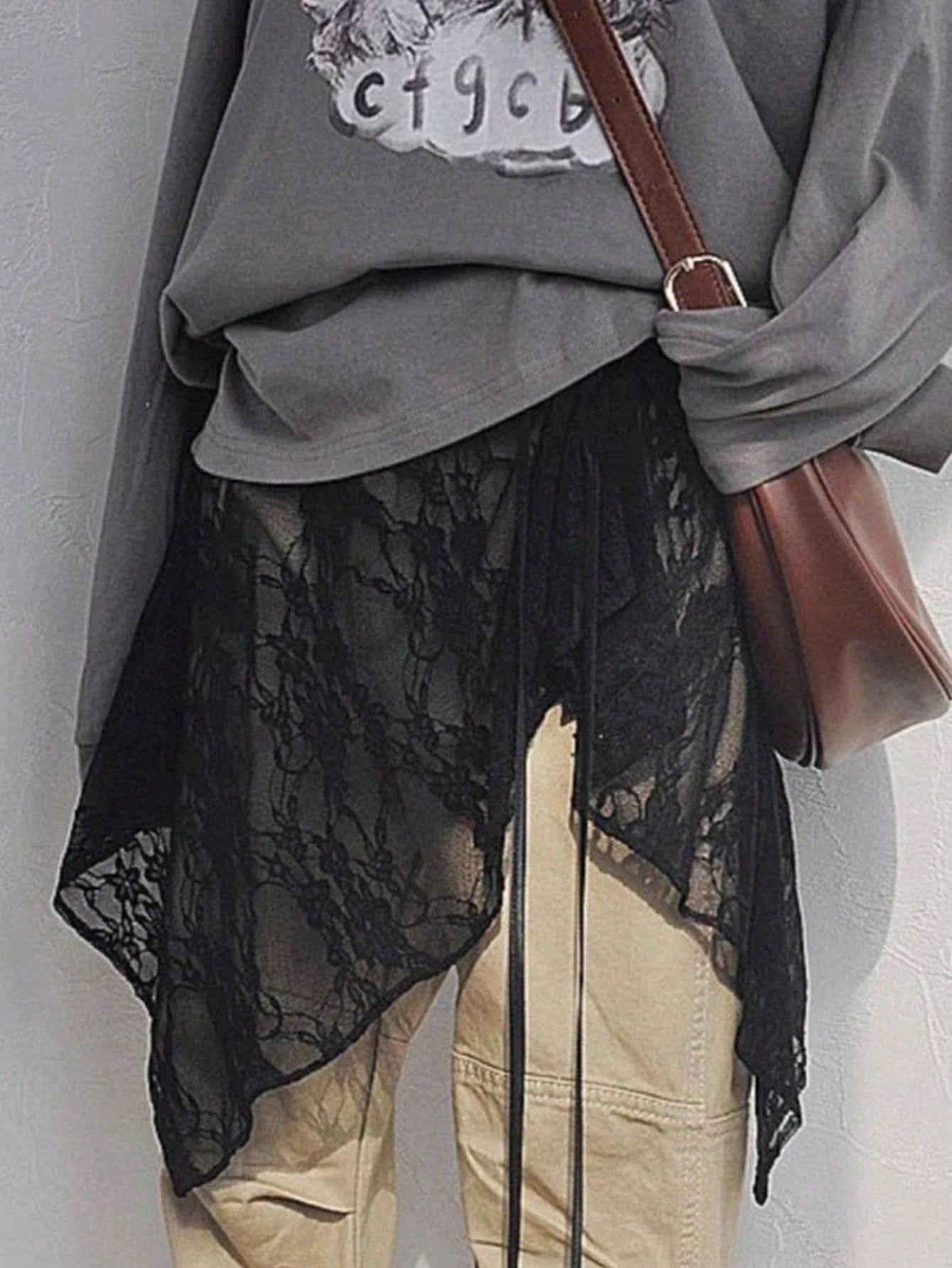 2025 Lace And Lace Half Skirt Paired With Jeans, Women's Summer Headscarf, Sweet And Stylish, Layered Skirt Curtain, Fart Curtain, Triangular Scarf