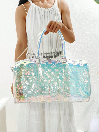 2025 New PVC Holographic Jelly Travel Bag, Large Capacity Gym Sports Luggage Bag, Fashionable Business Trip Bag, Waterproof Durable Storage Bag, Unisex