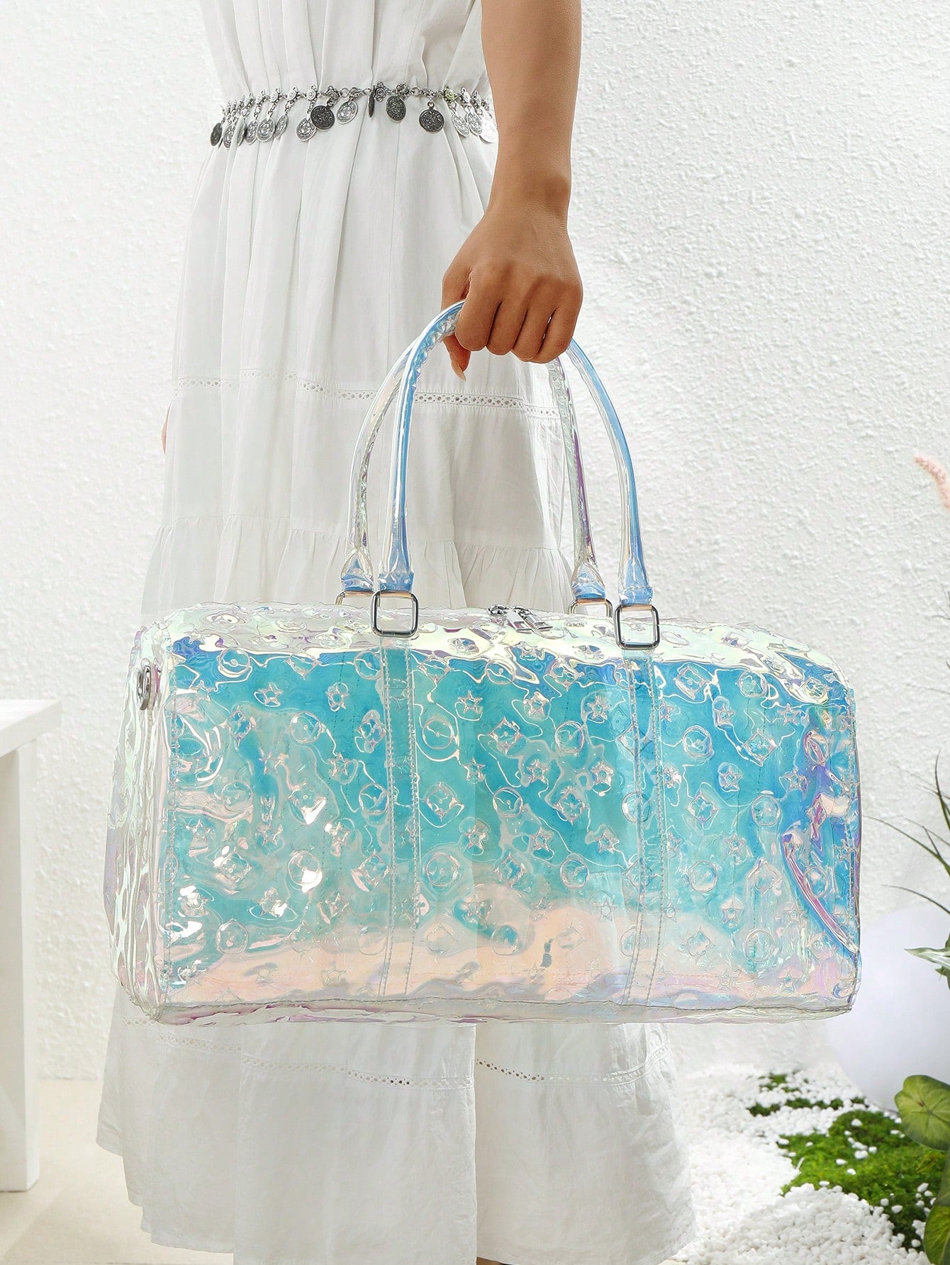 2025 New PVC Holographic Jelly Travel Bag, Large Capacity Gym Sports Luggage Bag, Fashionable Business Trip Bag, Waterproof Durable Storage Bag, Unisex