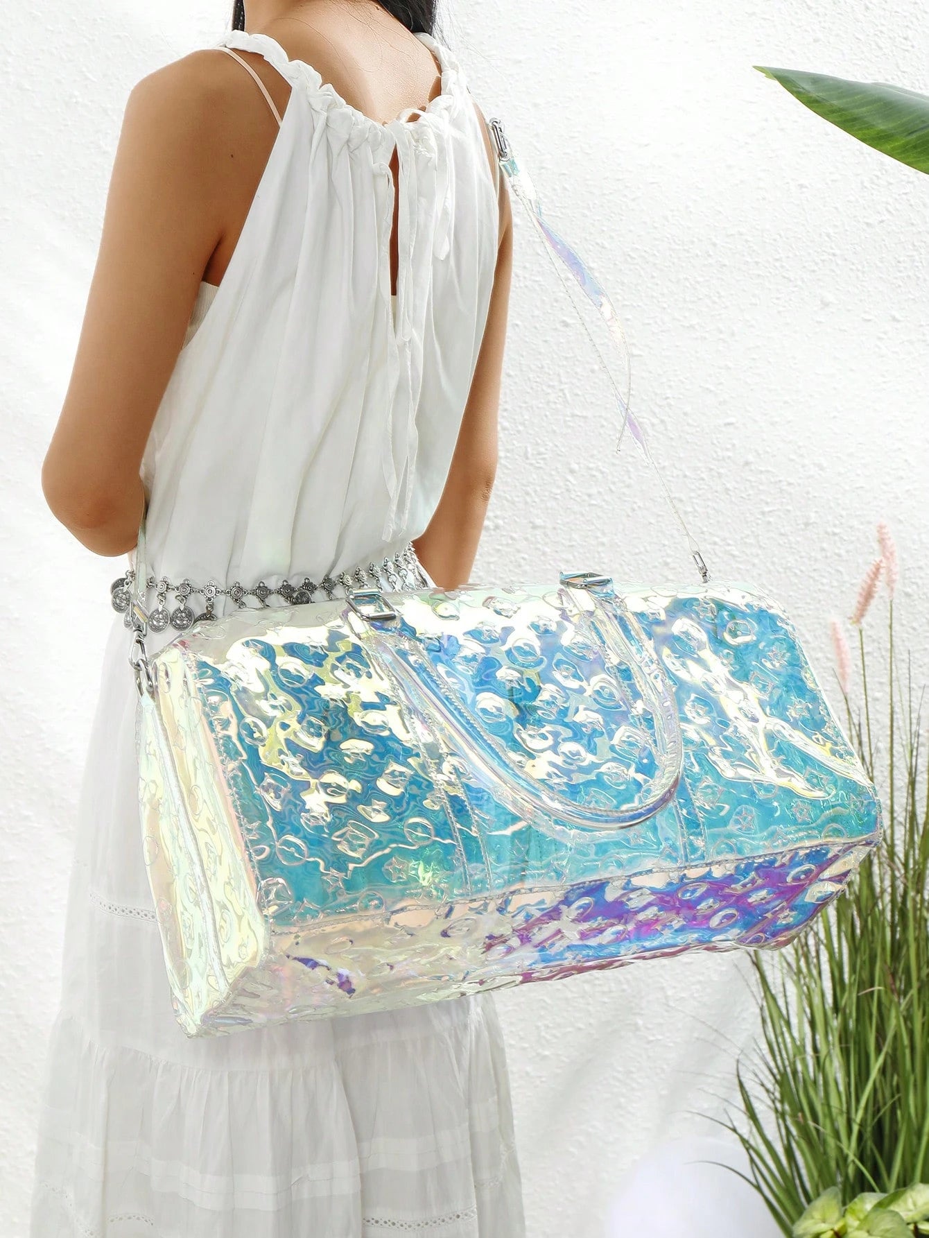 2025 New PVC Holographic Jelly Travel Bag, Large Capacity Gym Sports Luggage Bag, Fashionable Business Trip Bag, Waterproof Durable Storage Bag, Unisex